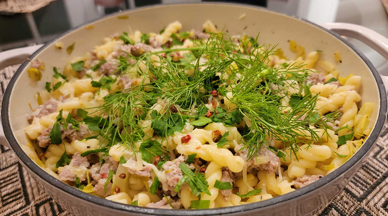 Gemelli With Braised Fennel and Sausage Darcy Dishes